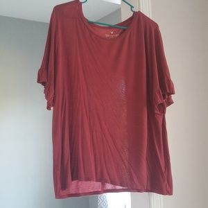 AE Soft & Sexy Tee w/ Ruffled sleeves XXL WOMENS